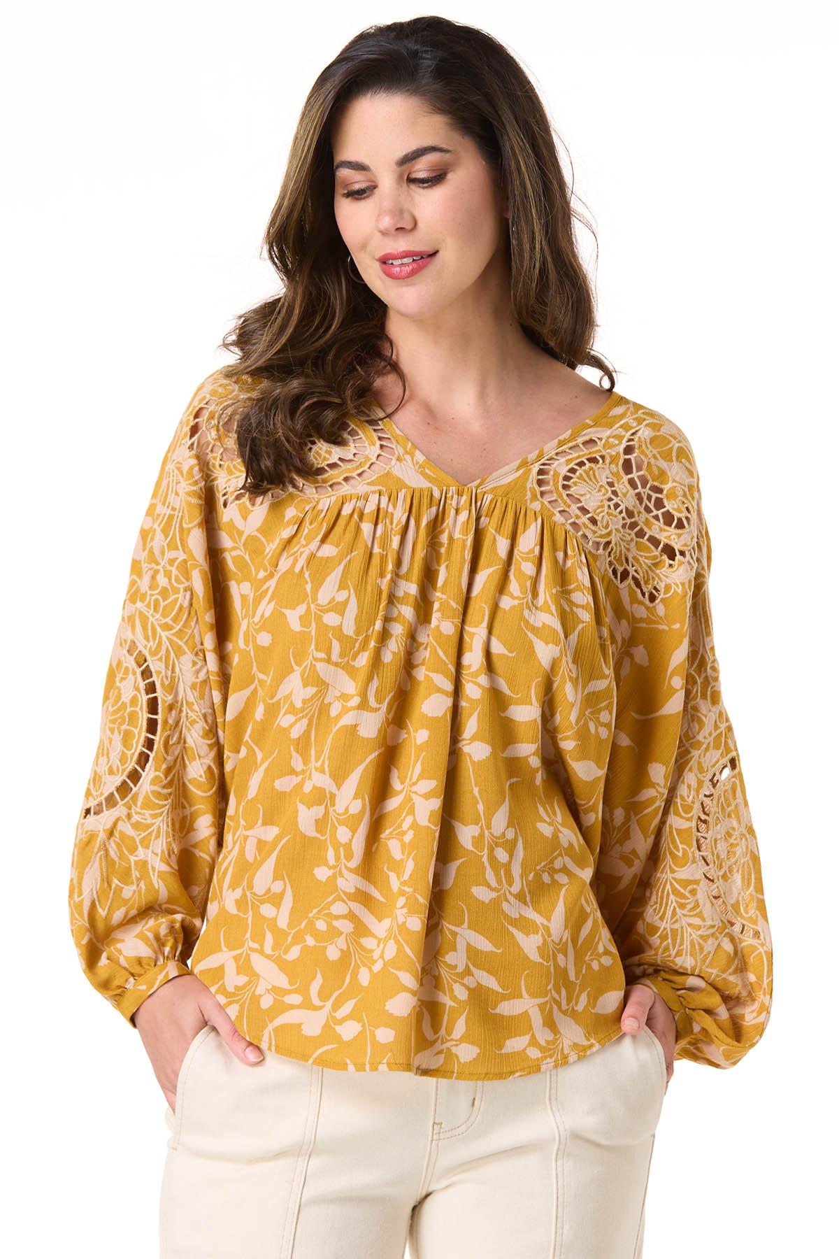  Cato Fashions | Cato Golden Floral Tie Back Top