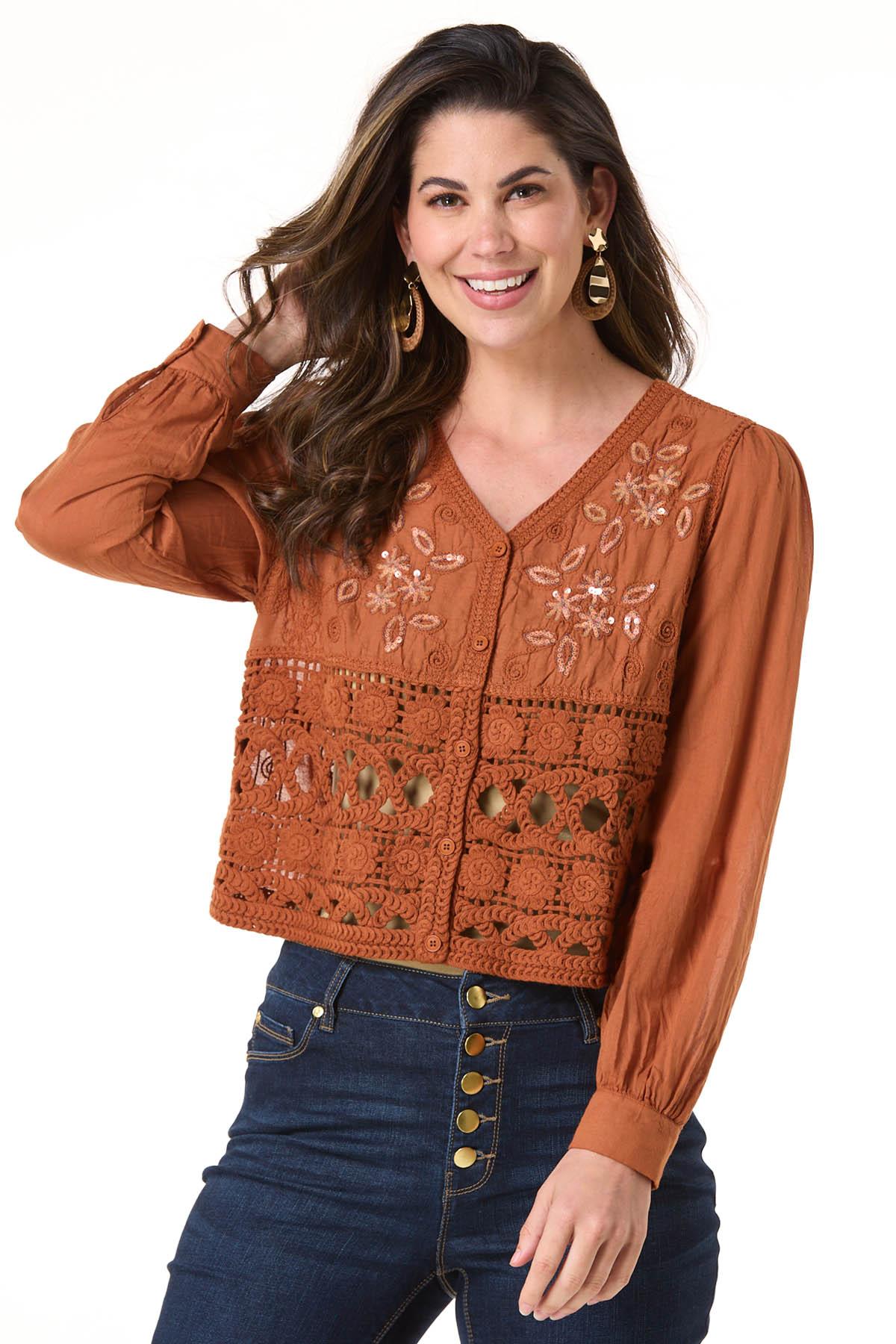  Cato Fashions | Cato Embellished Soutache Button Down