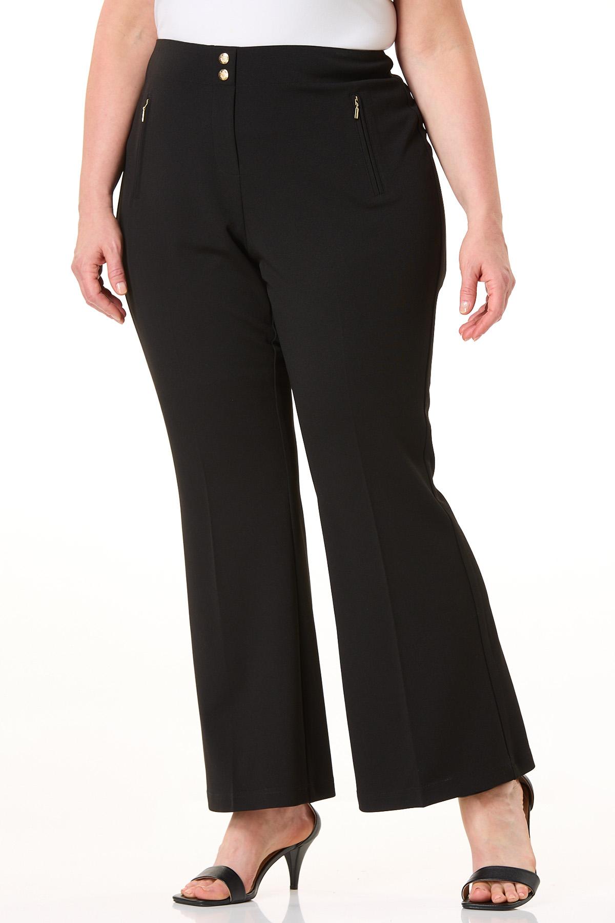 Plus Size Bootcut Black Dress Pants Stretch Slacks For Women Wear