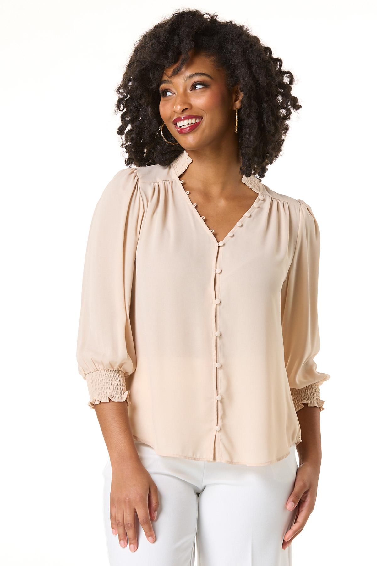 Cato Fashions | Cato Smocked Button Down Shirt