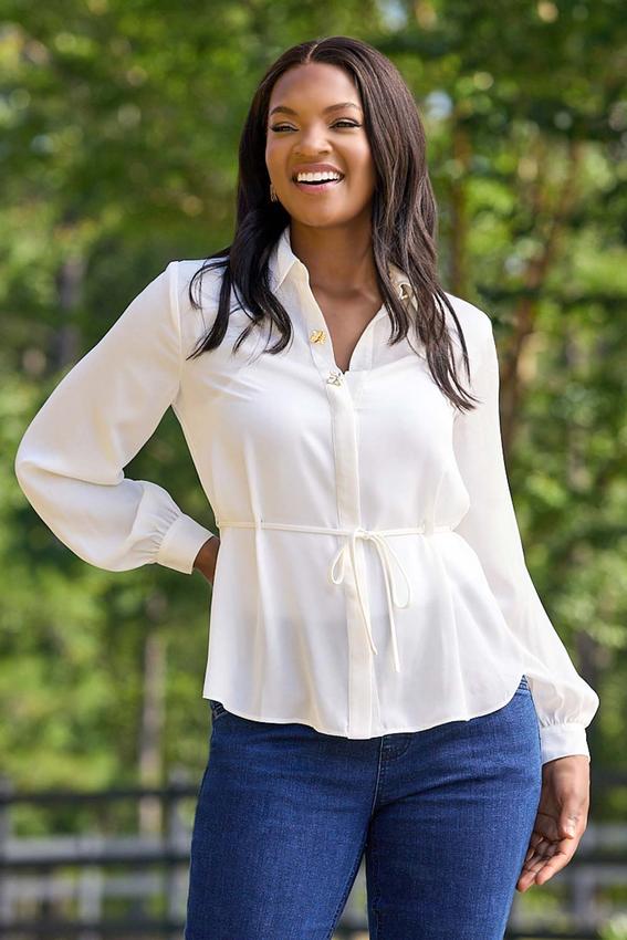 Cato Fashions | Cato Gold Button Drawstring Waist Shirt