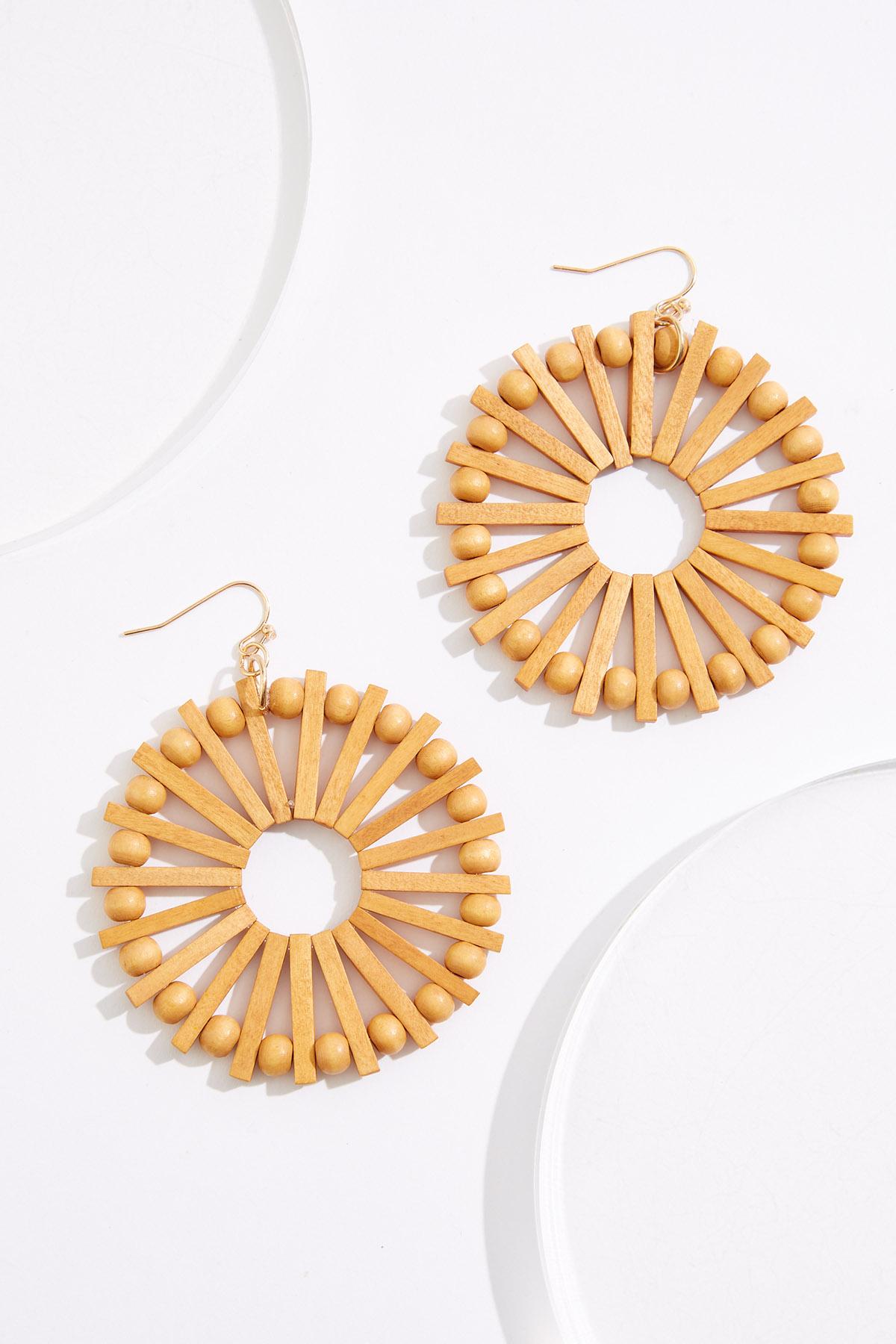 Cato Fashions | Cato Wood Beam Circle Statement Earrings