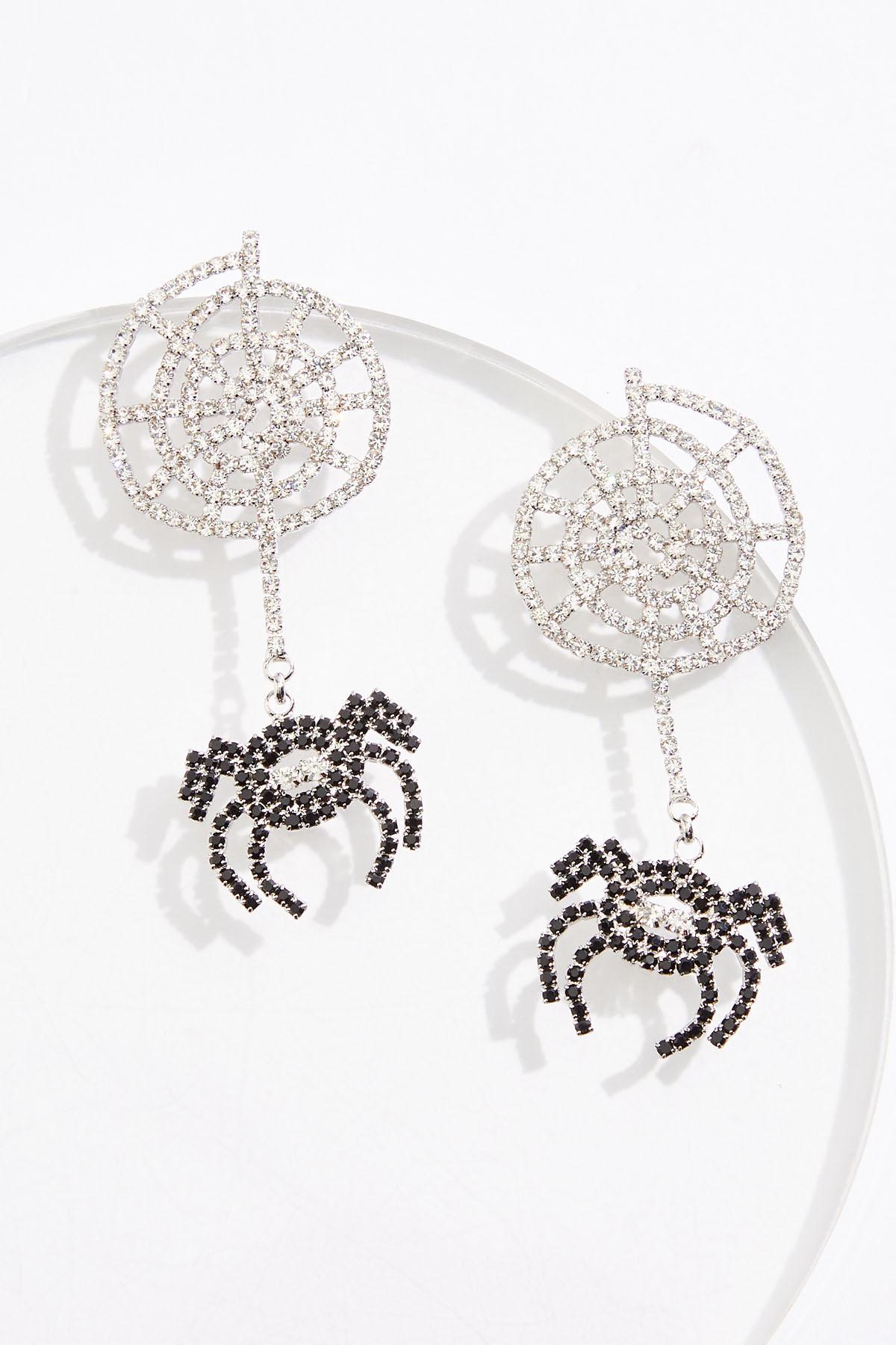 Cato Fashions | Cato Halloween Rhinestone Spider Web Earrings
