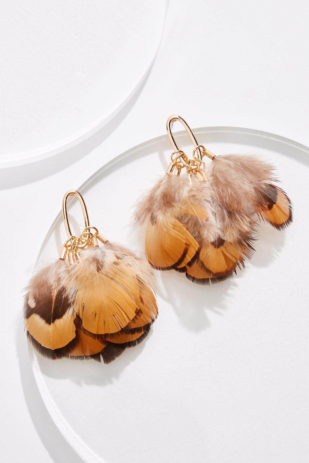 Cato Fashions | Cato Multi Feather Dangly Oval Earrings