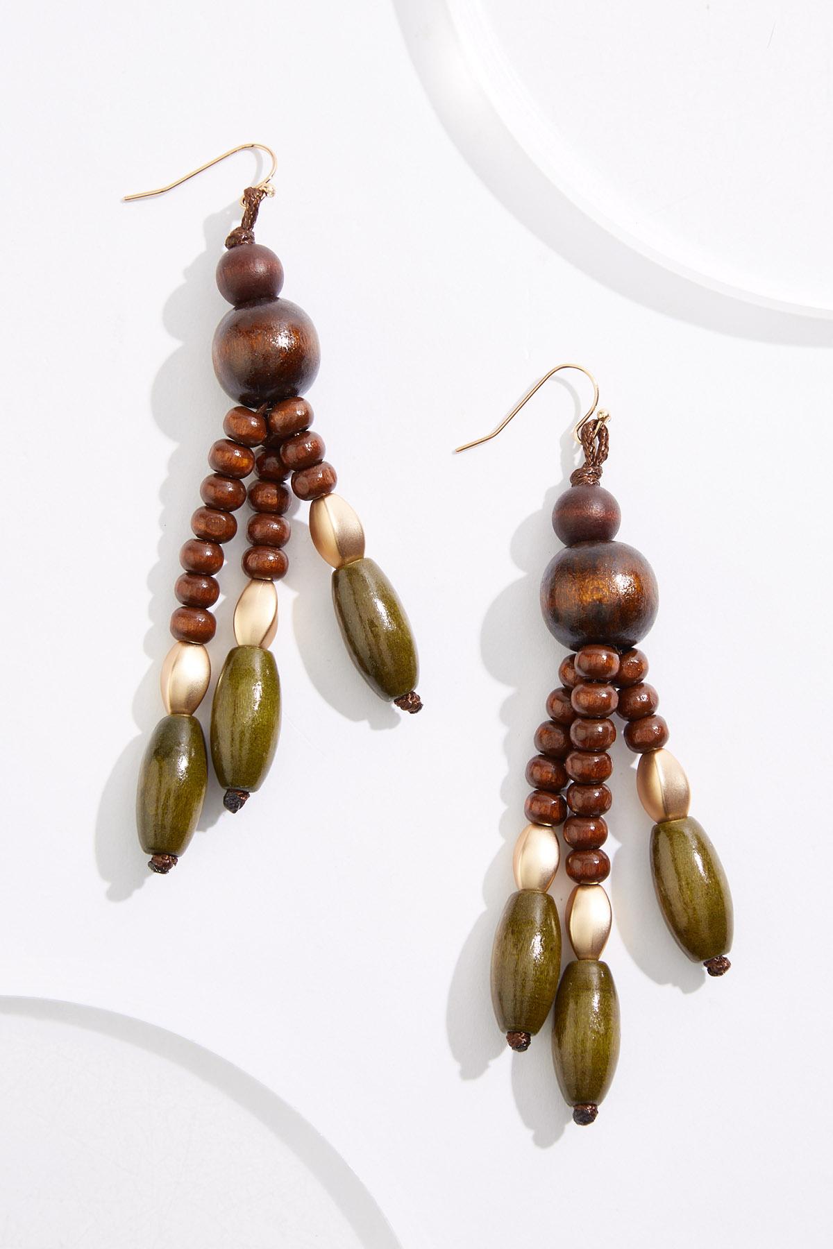 Cato Fashions | Cato Wood Statement Tassel Earrings