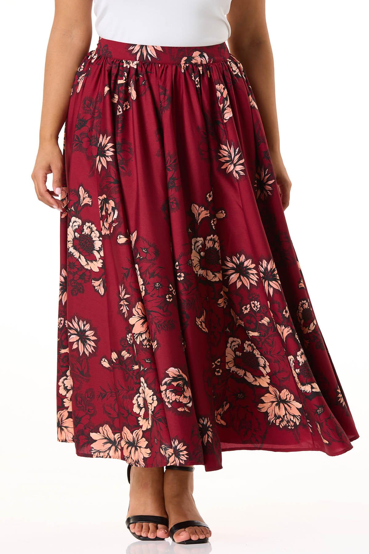  Cato Fashions | Cato Plus Size Red Floral Maxi Skirt