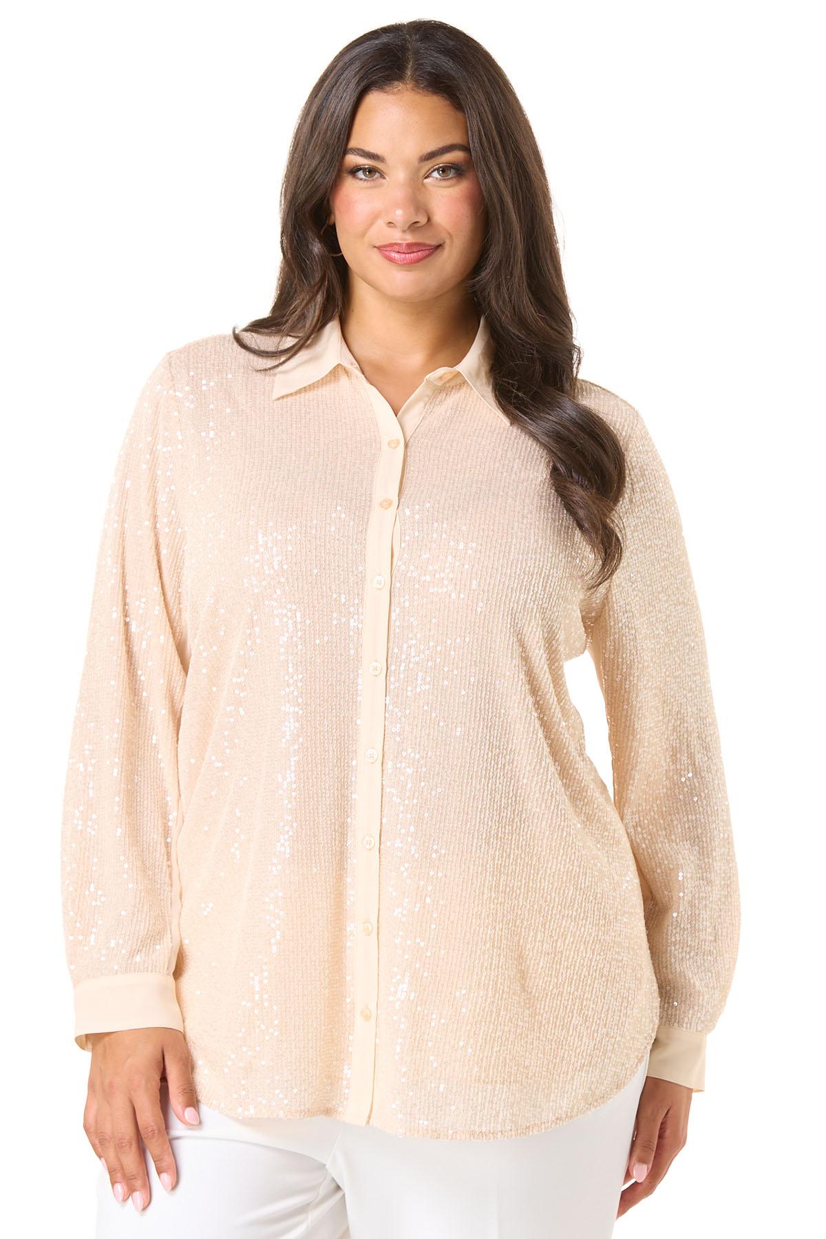 Cato Fashions | Cato Plus Size Sequin Button Down Shirt