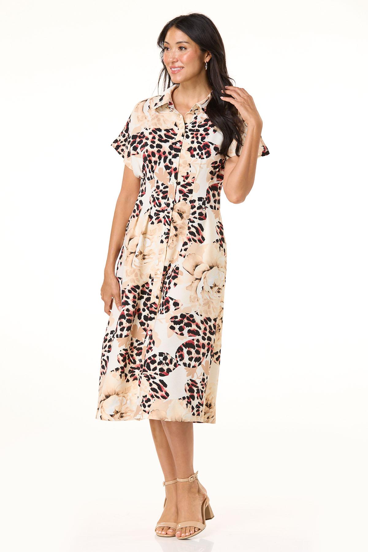 Cato Fashions | Cato Leopard Floral Shirt Dress