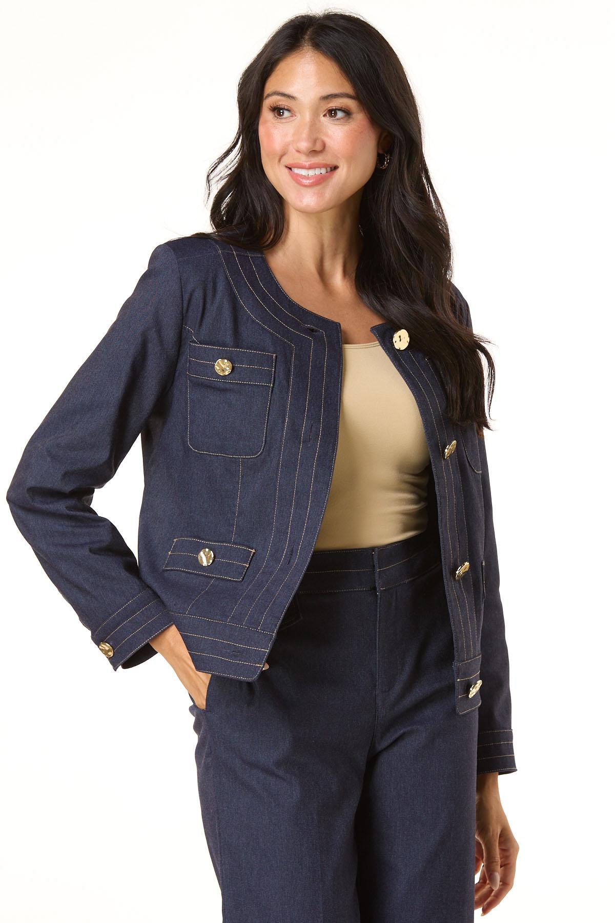 Cato Fashions | Cato Gold Button Denim Jacket
