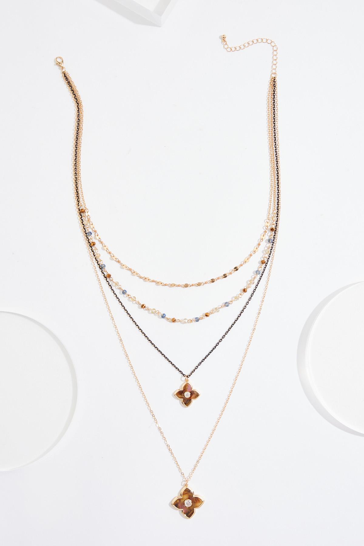 Cato Fashions | Cato Tortoise Lucite Charm Layered Chain Necklace