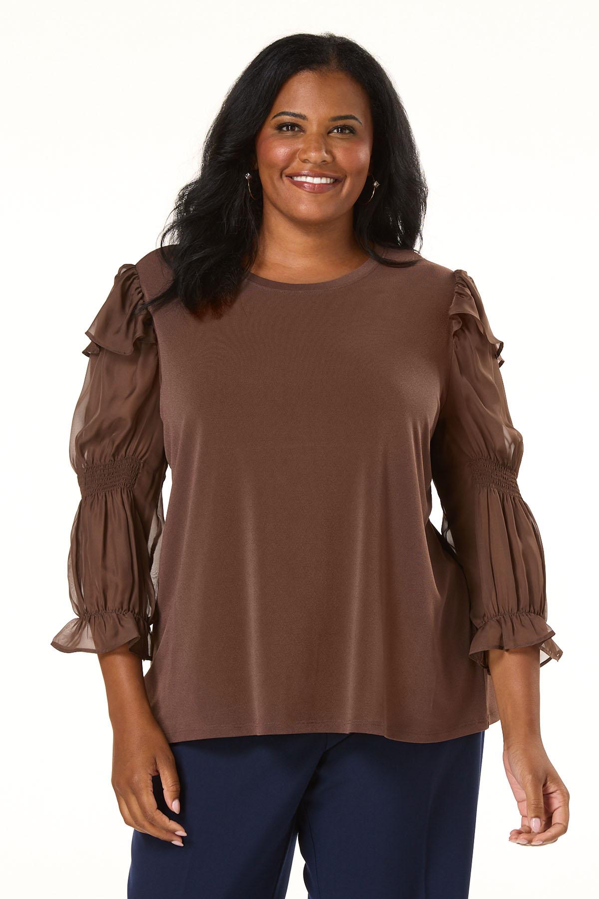 WearAll Women's Plus Size Gypsy Boho Top – Dark Brown, Off Shoulder, Elasticated