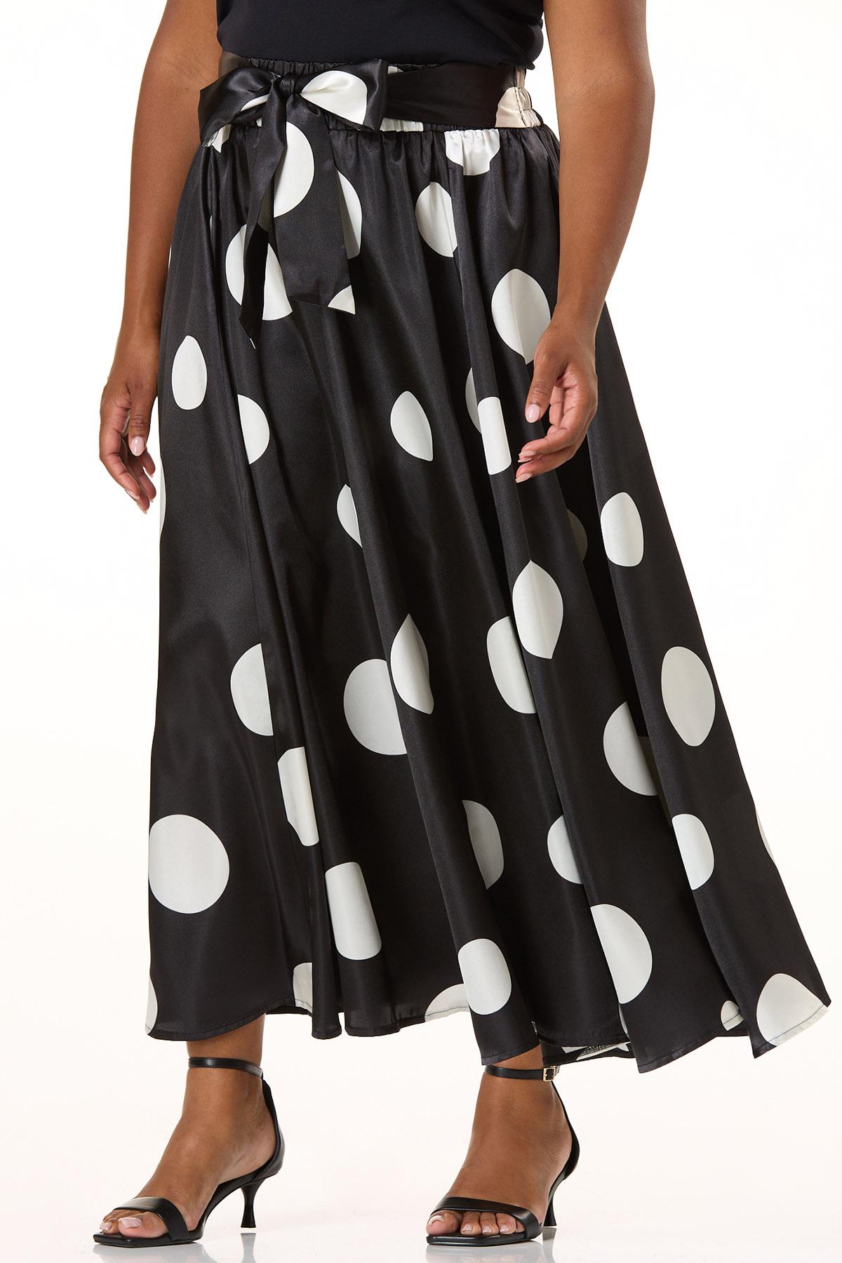 Cato Fashions | Cato Plus Size Satin Polka Dot Maxi Skirt