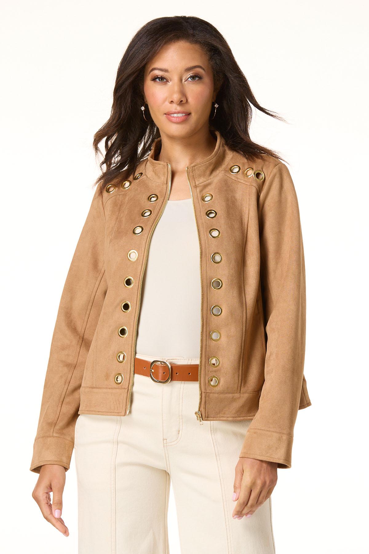  Cato Fashions | Cato Faux Suede Grommet Jacket