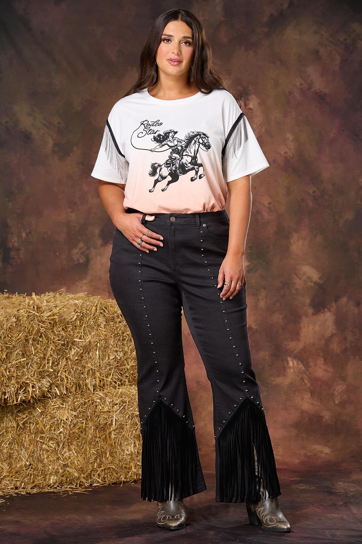  Cato Fashions | Cato Plus Size Studded Fringe Flare Jeans