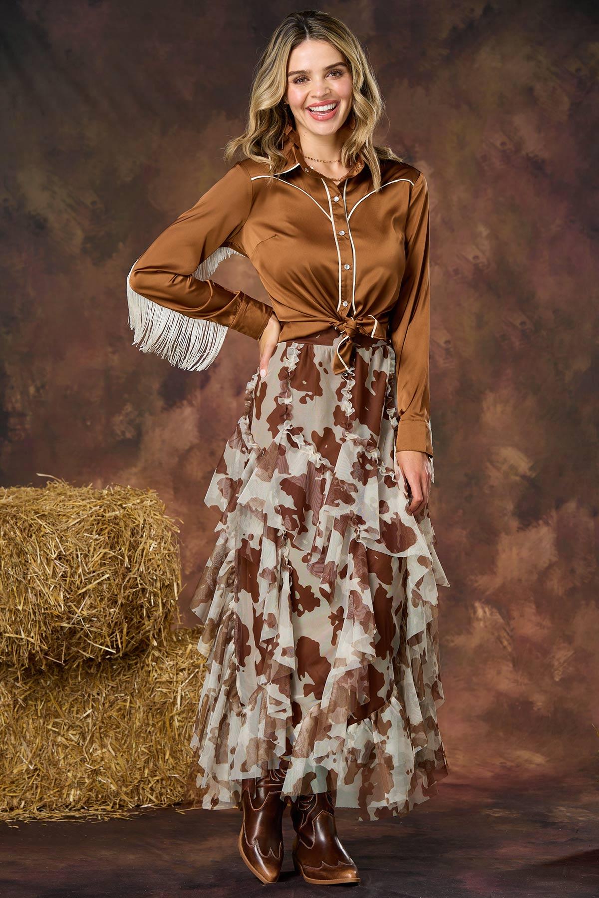  Cato Fashions | Cato Cow Print Mesh Skirt
