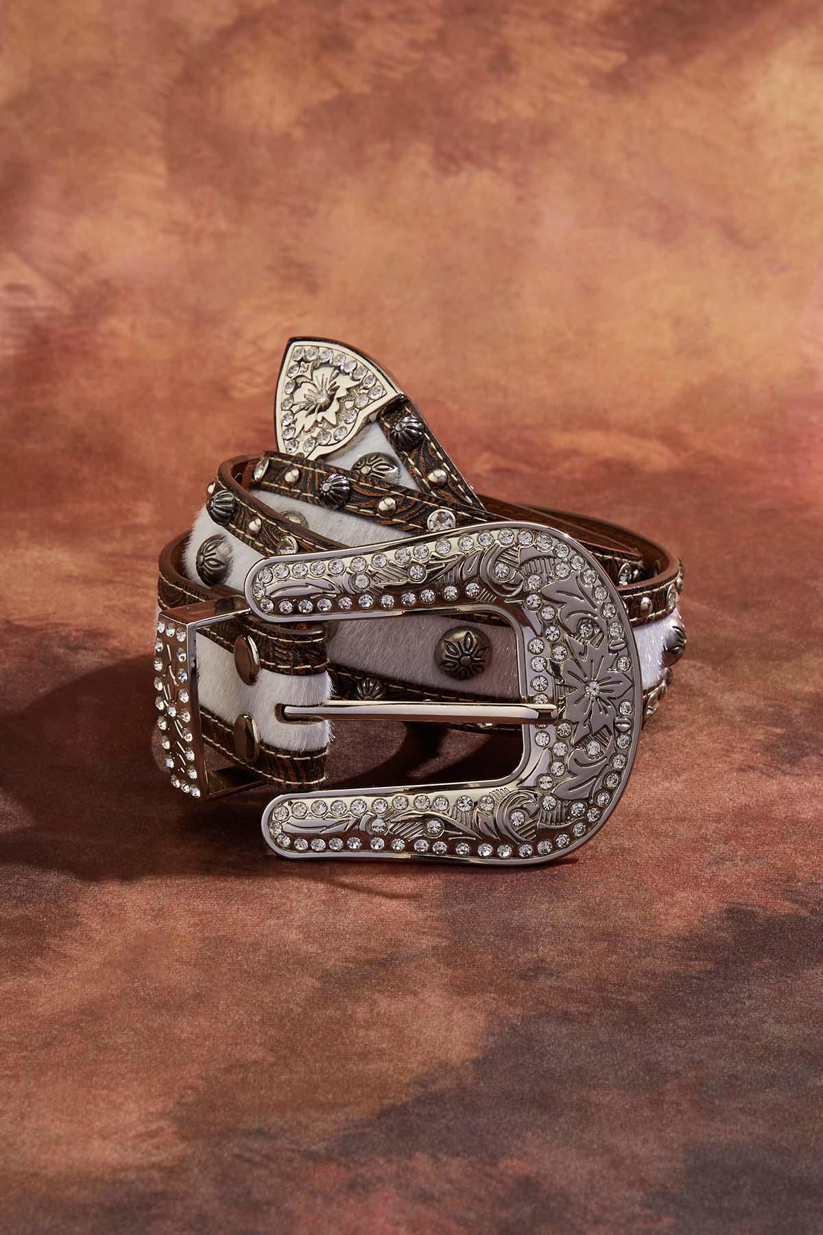 Cato Fashions | Cato Plus Size Rodeo Faux Fur Tooled Bling Belt