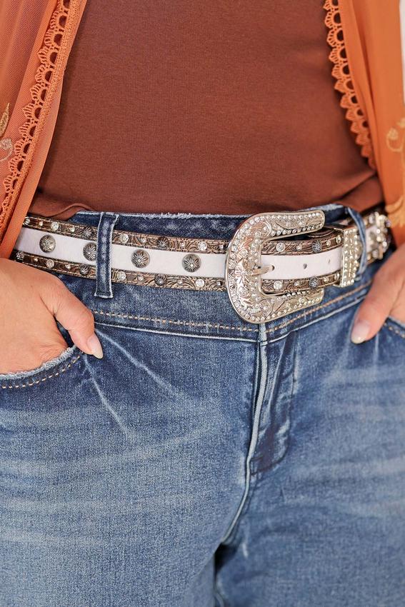 Cato Fashions | Cato Plus Size Rodeo Faux Fur Tooled Bling Belt