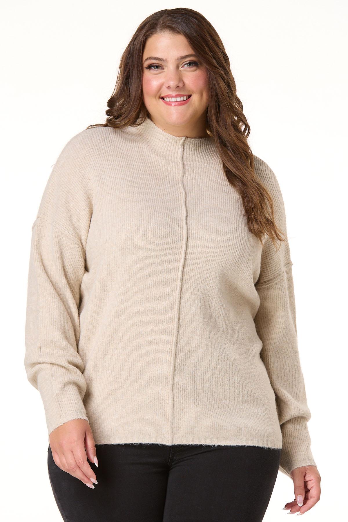 Cato Fashions | Cato Plus Size Exposed Seam Mock Neck Sweater