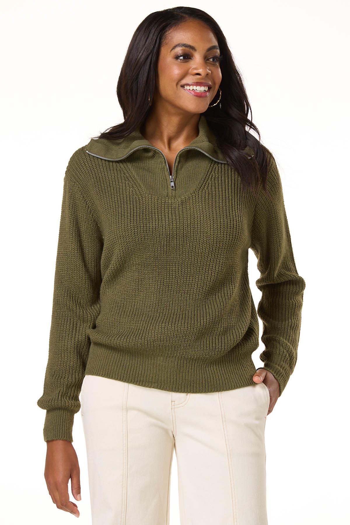 Cato Fashions | Cato Olive Zip Pullover Sweater