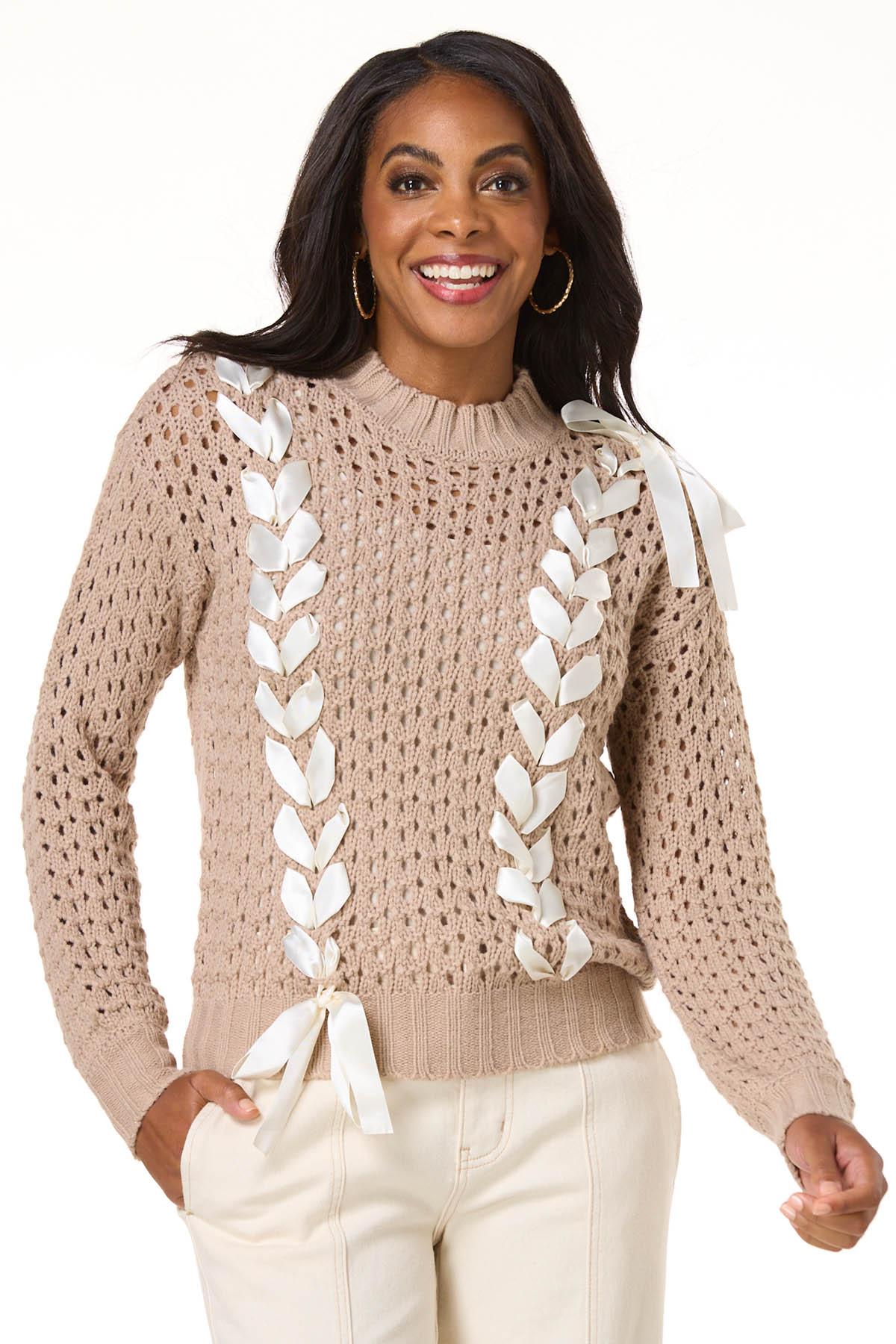 Cato Fashions | Cato Lace Up Bow Sweater