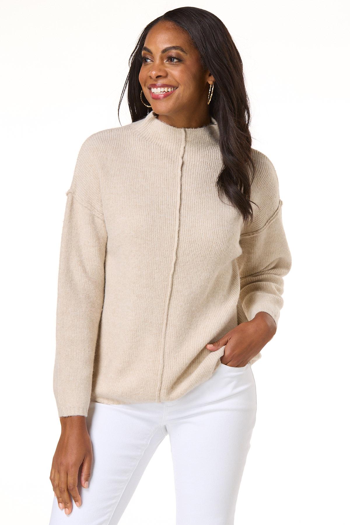 Cato Fashions | Cato Exposed Seam Mock Neck Sweater