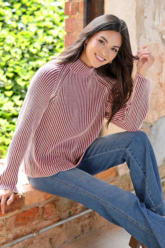 Cato Fashions | Cato Ribbed Mock Neck Sweater