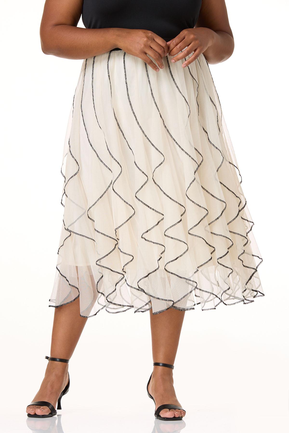 Cato Fashions | Cato Plus Size Contrast Ruffled Mesh Skirt