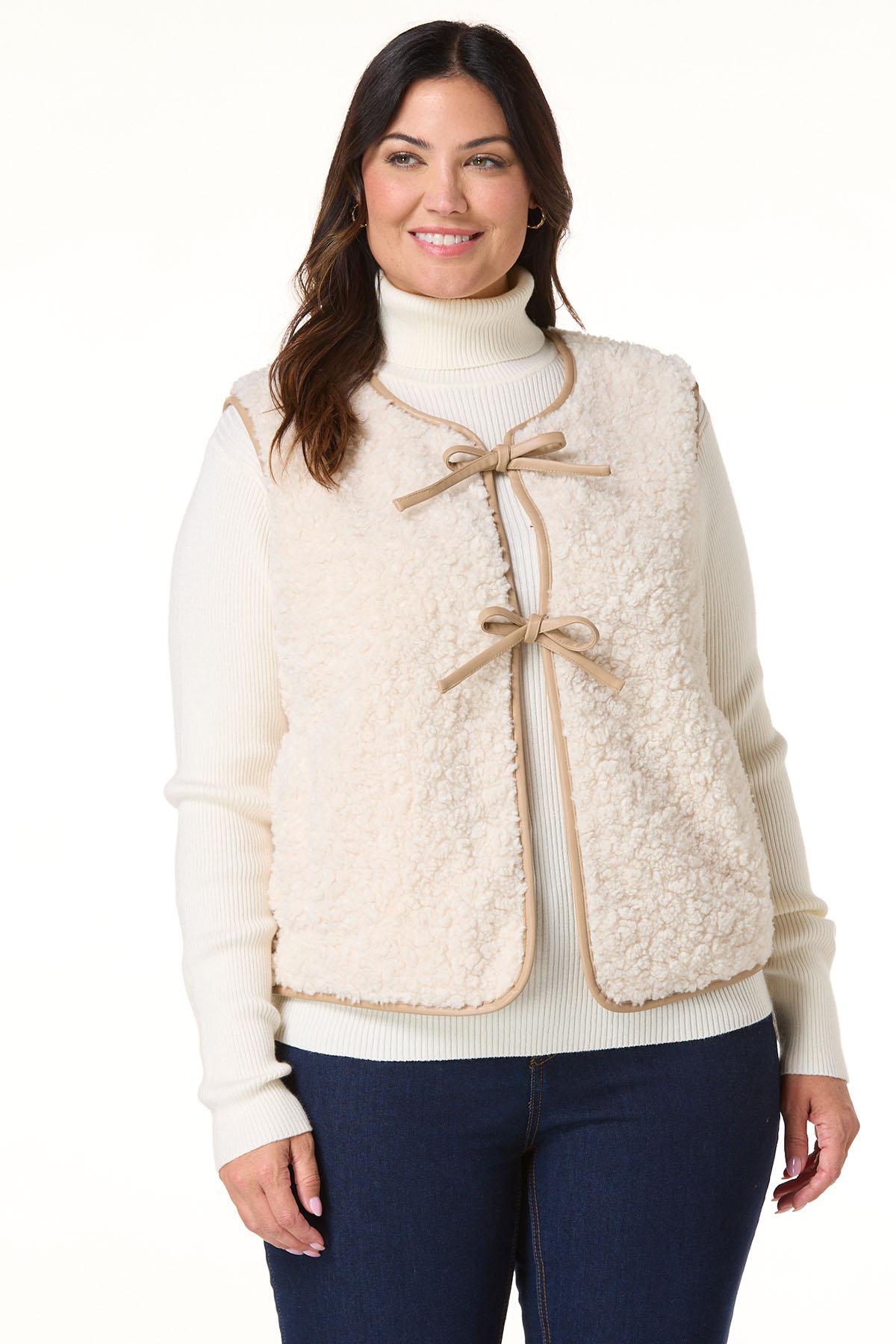 Cato Fashions Cato Plus Size Sherpa Tie Front Vest