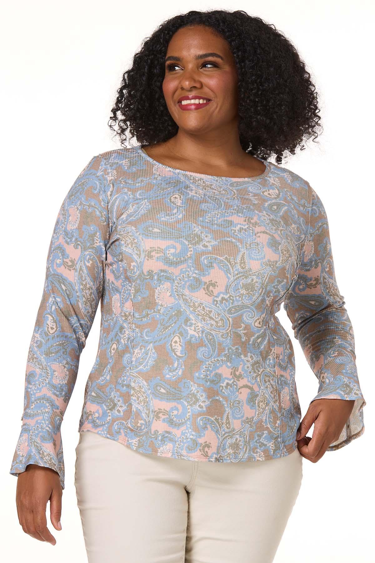 Cato Fashions | Cato Plus Size Floral Boatneck Flare Sleeve Top