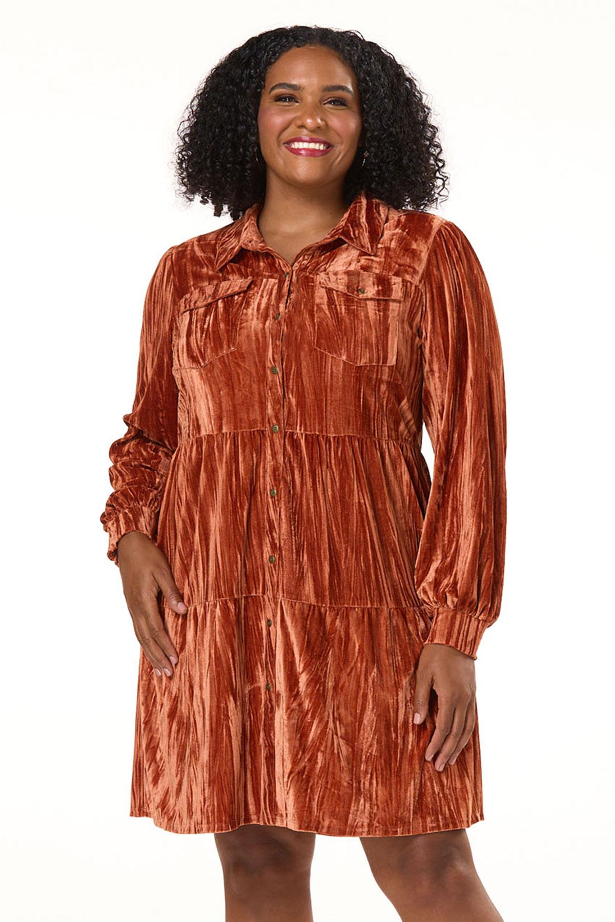 Cato Fashions | Cato Plus Size Tiered Crushed Velvet Dress