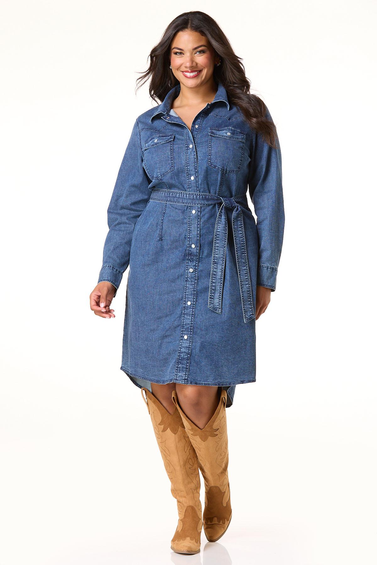 Cato Fashions Cato Plus Size Denim Tie Waist Dress