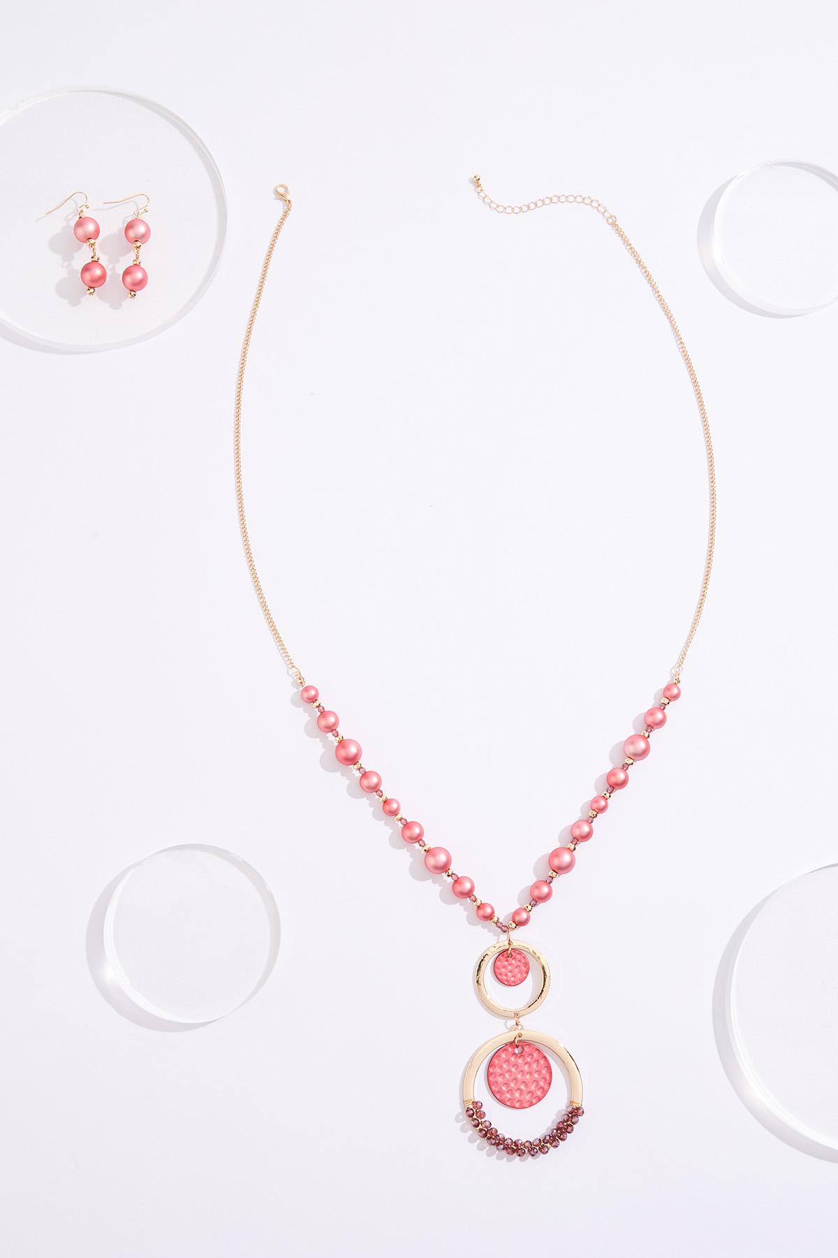 Cato Fashions | Cato Pink Beaded Ring Necklace Set