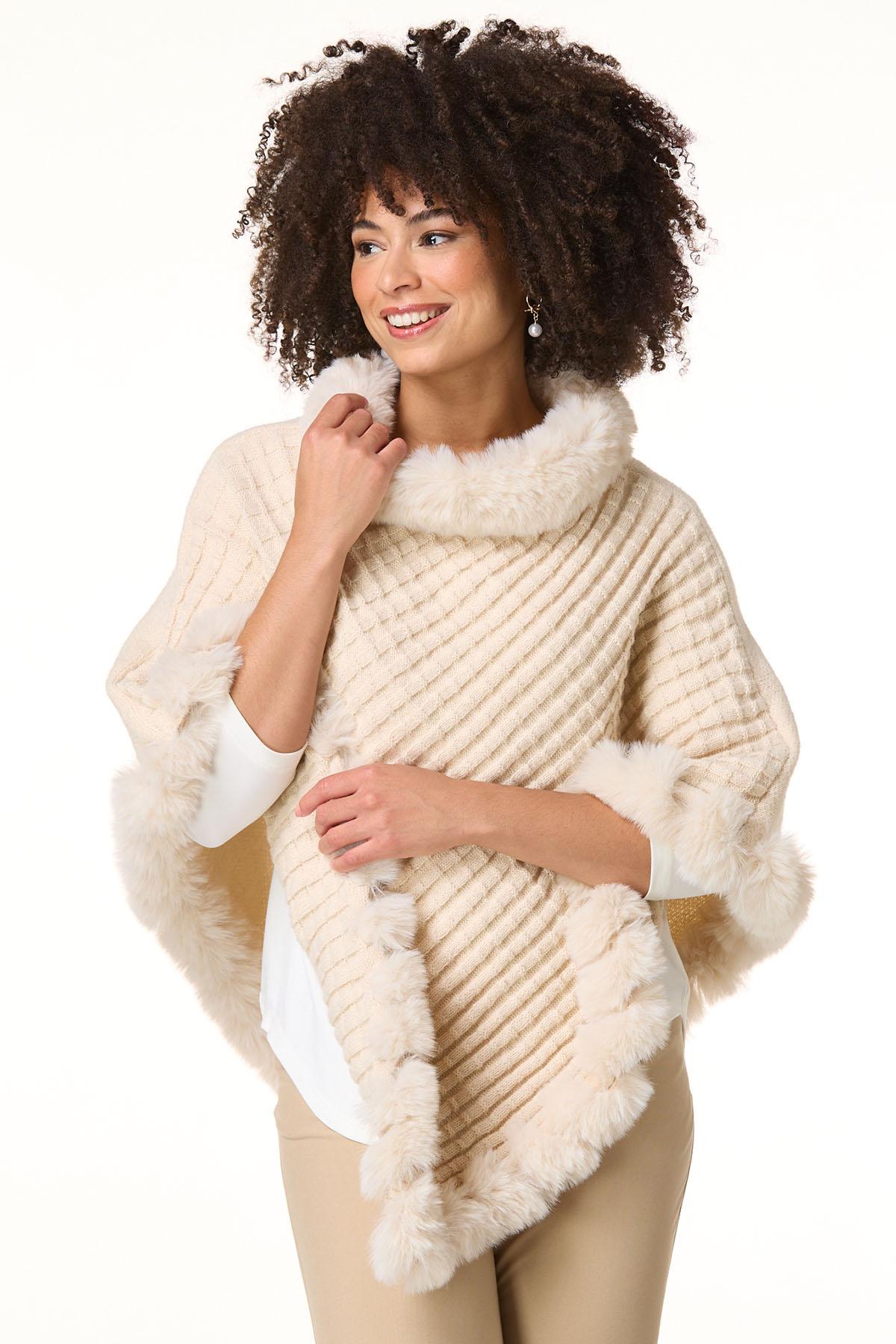 Cato Fashions | Cato Fur Trim Knit Poncho
