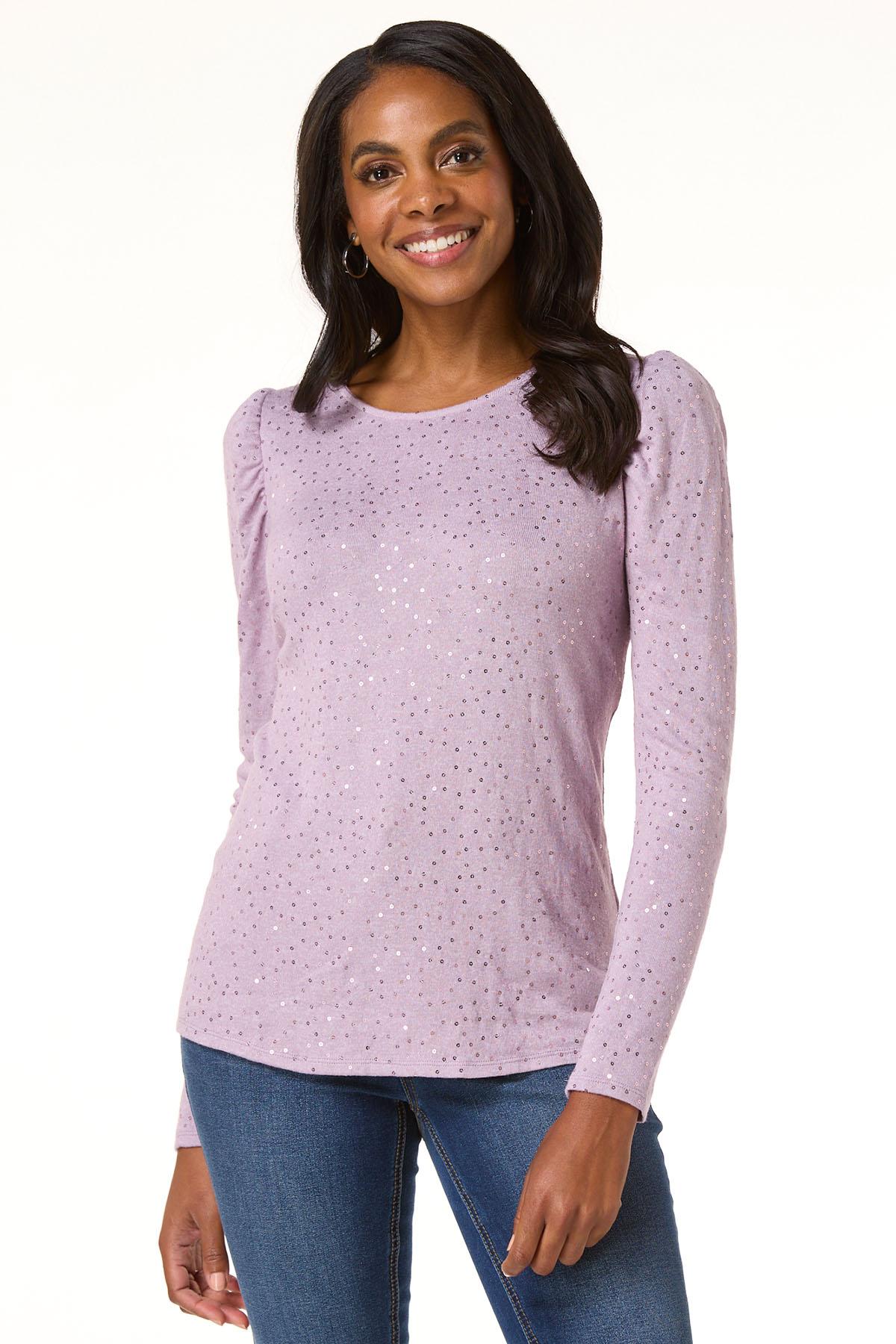 Cato Fashions | Cato Sequin Hacci Knit Top