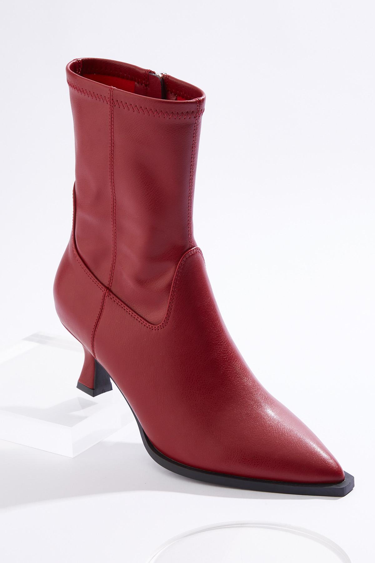 Cato Fashions Cato Wide Width Red Dressy Heel Ankle Boots