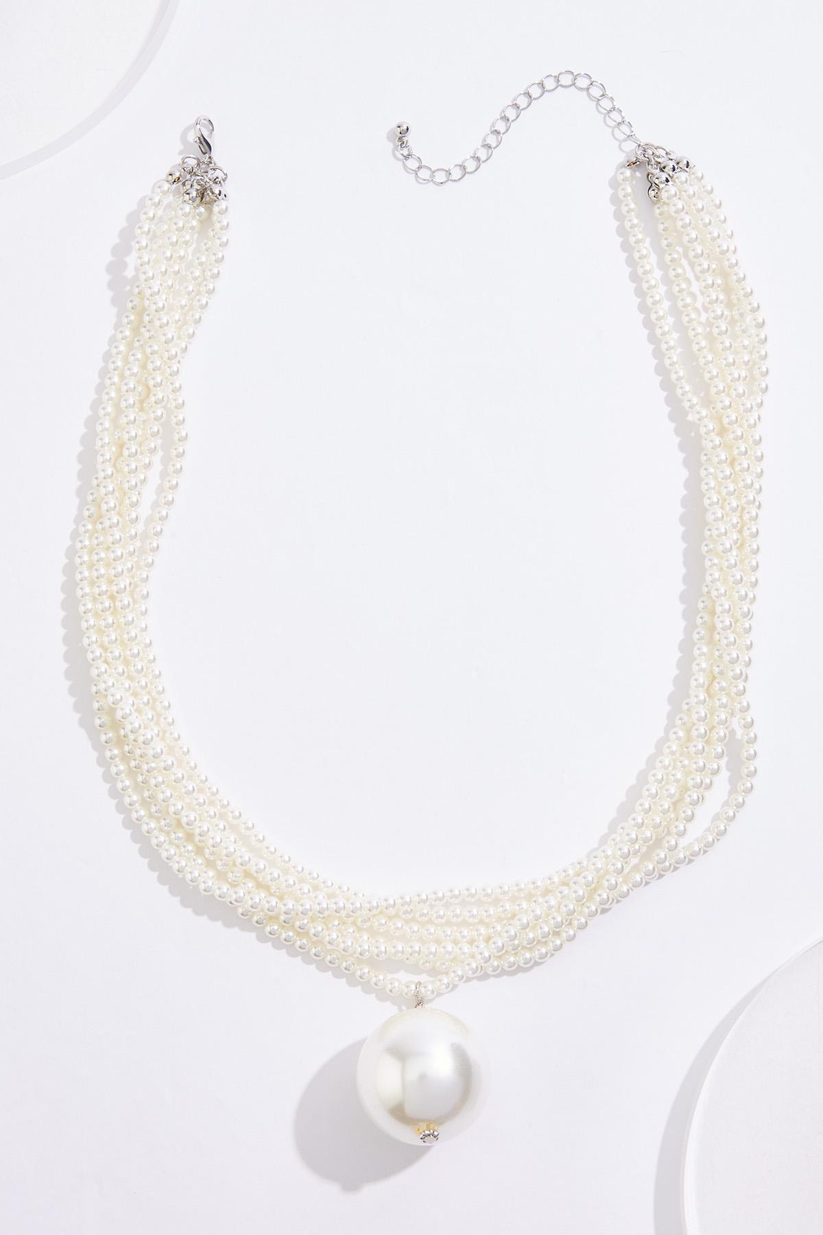 Oversized Pearl Pendant Layered Necklace