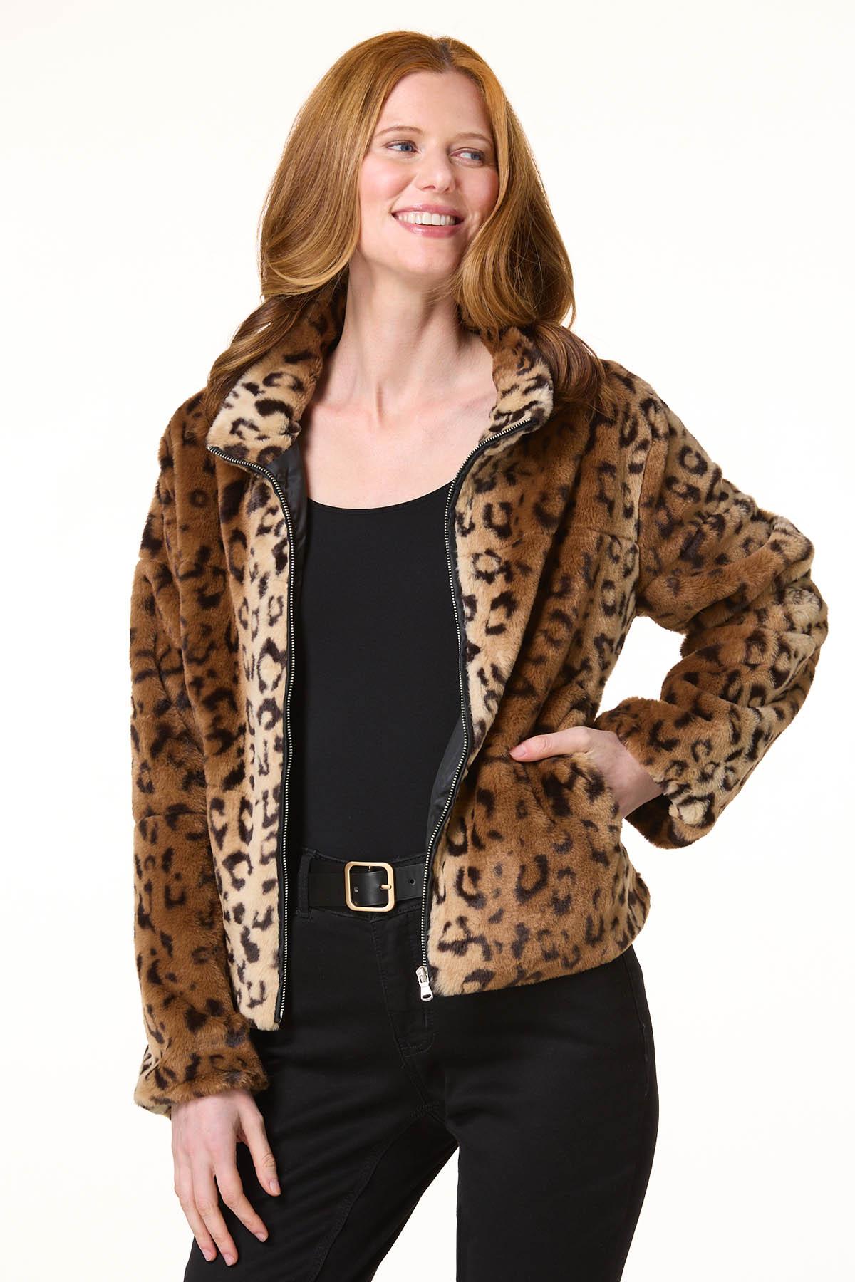 Cato Fashions Cato Leopard Faux Fur Jacket