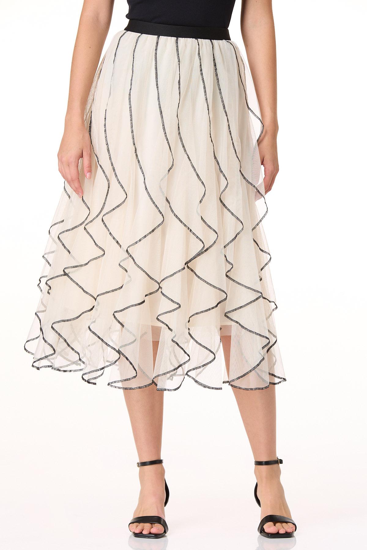 Cato Fashions | Cato Contrast Ruffled Mesh Skirt