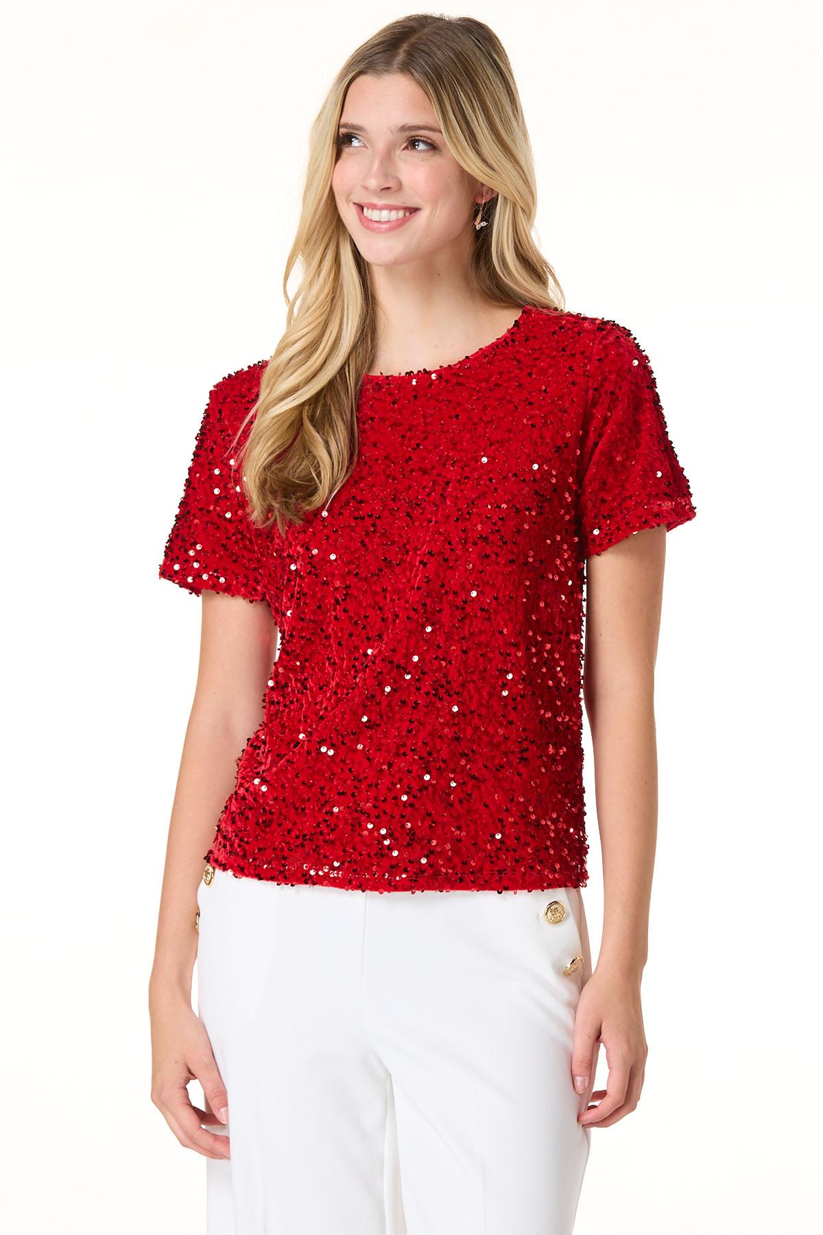 Cato Fashions | Cato Velvet Sequin Top
