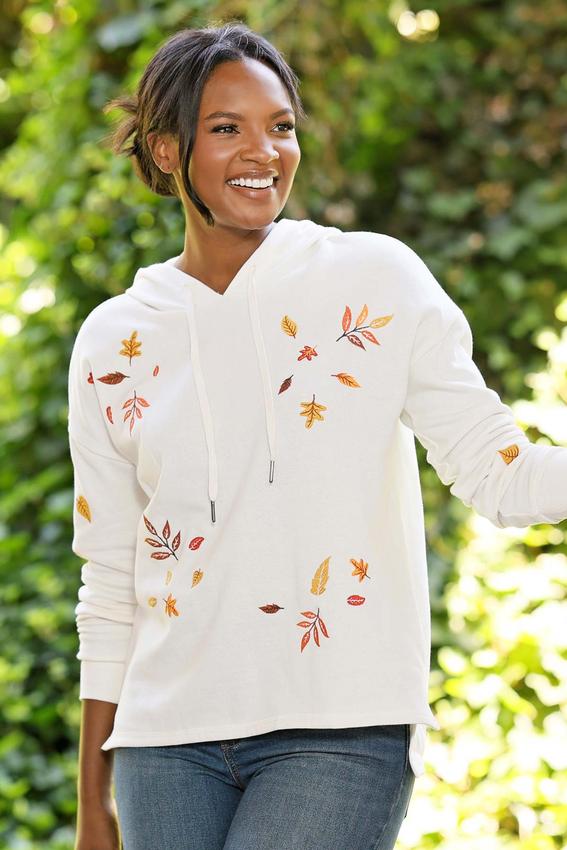  Cato Fashions | Cato Embroidered Leaf Hoodie