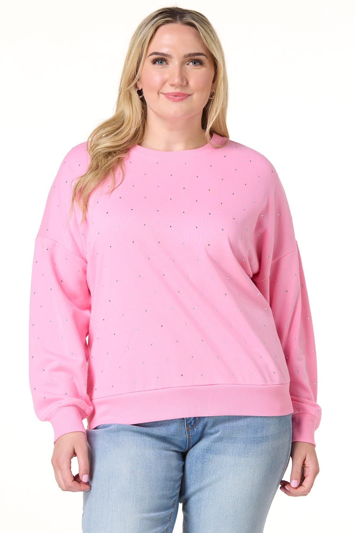 Cato Fashions | Cato Plus Size Pink Rhinestone Sweatshirt