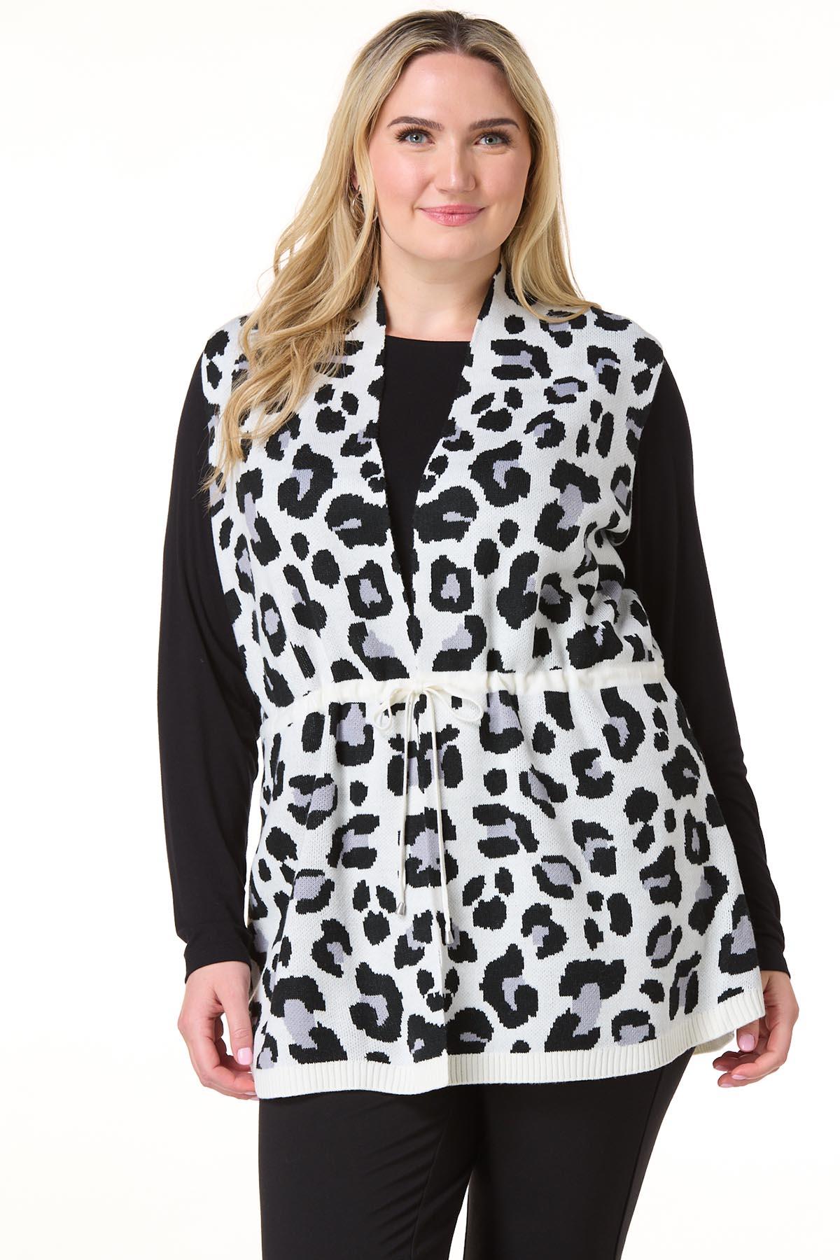 Cato Fashions Cato Plus Size Cheetah Drawstring Sweater Vest - Main Image