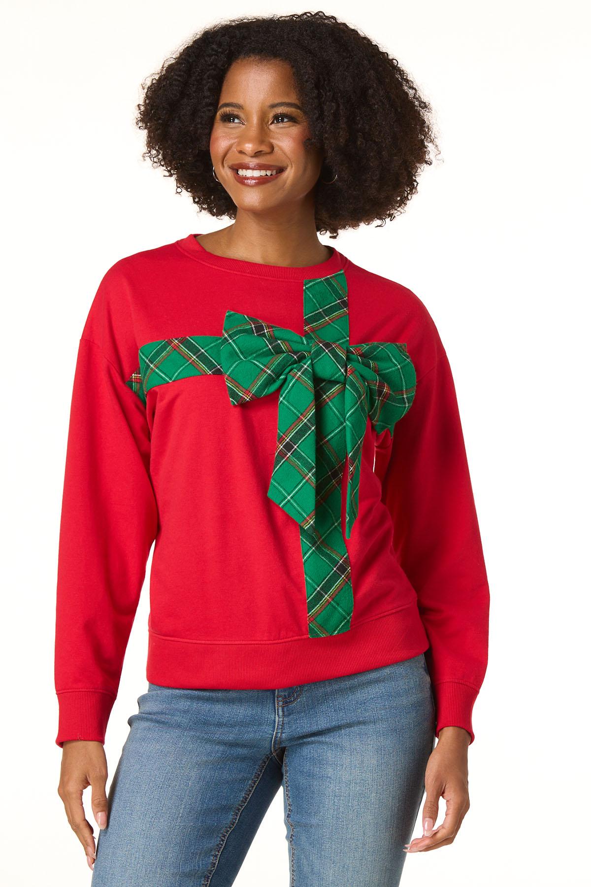 Cato Fashions | Cato Plaid Bow Sweatshirt