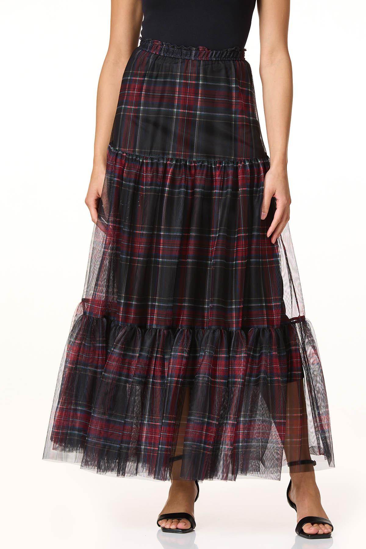 Cato Fashions | Cato Plaid Mesh Maxi Skirt