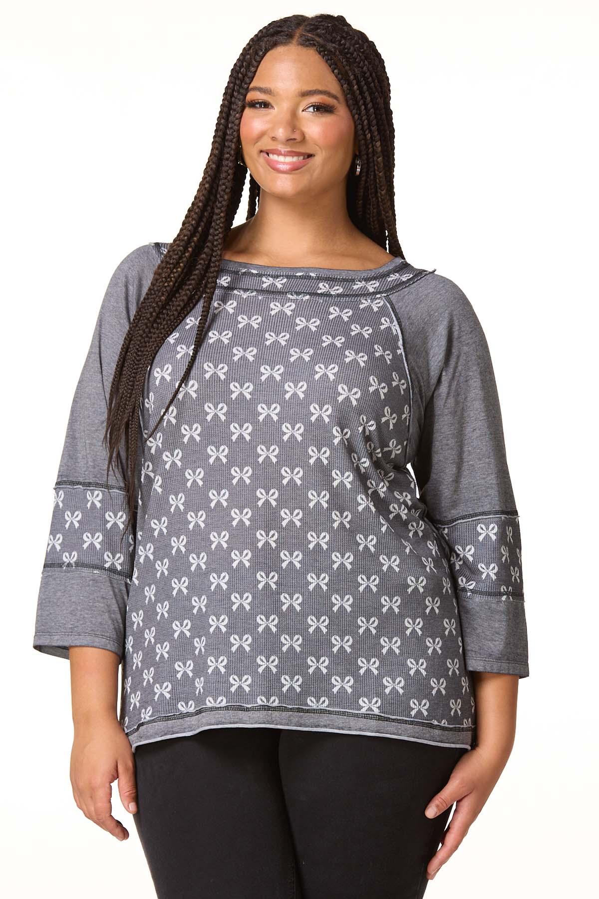 Cato Fashions | Cato Plus Size Bow Print Baseball Top