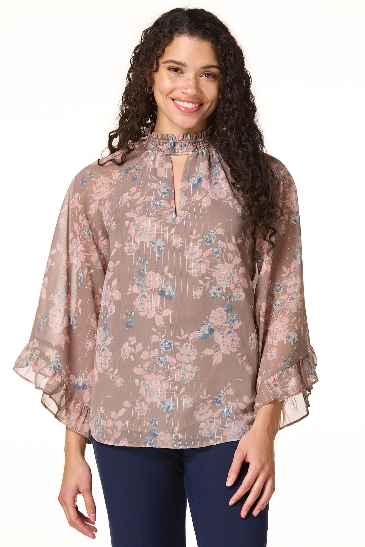 Cato Fashions | Cato Smocked Keyhole Floral Top
