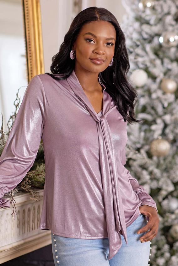 Cato Fashions | Cato Metallic Tie Front Top