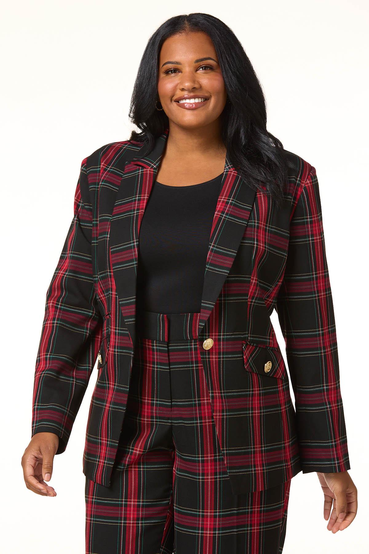 Cato Fashions Cato Plus Size Red Plaid Blazer