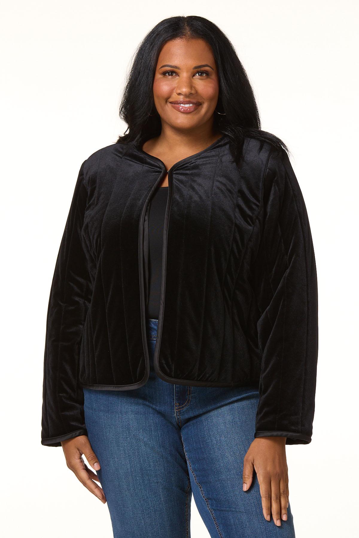 Cato Fashions Cato Plus Size Quilted Velvet Jacket