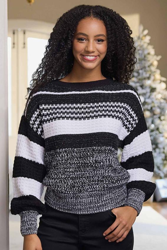 Cato Fashions | Cato Stripe Subtle Sequin Sweater